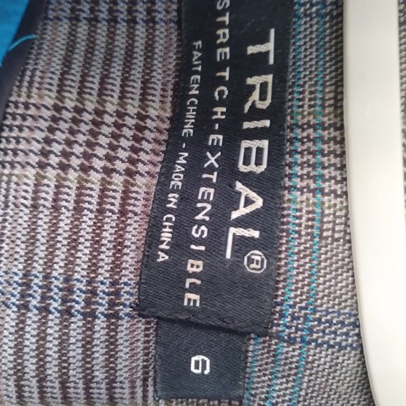 TRIBAL Plaid 3/4 Length Sleeve Blazer - Picture 3 of 7